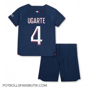 Paris Saint-Germain Manuel Ugarte #4 Replika Hemmatröja Barn 2023-24 Kortärmad (+ Korta byxor)